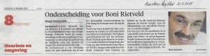 150331 Haarlems Dagblad Onderscheiding Boni Rietveld